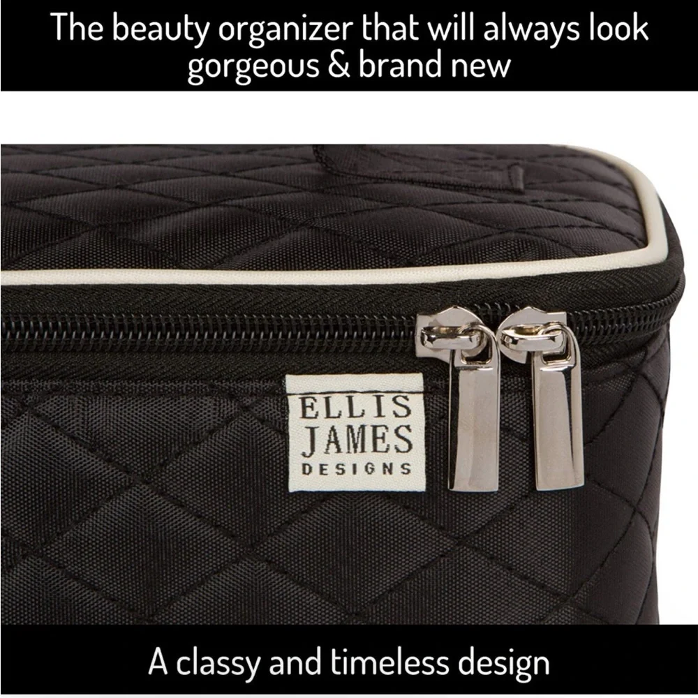 Ellis James Black and Cream Makeup Travel Bag